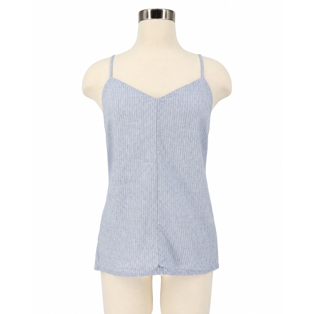 Club Monaco Chambray Stripe Casual Cami Size S Linen Blend Striped Tank GUC